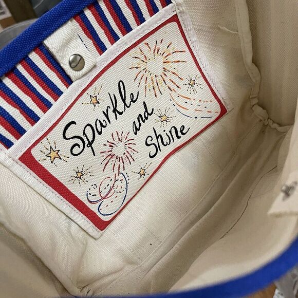 BRIGHTON Red White and You Canvas small crossbody Tote Purse sparkle and shine - Picture 4 of 9